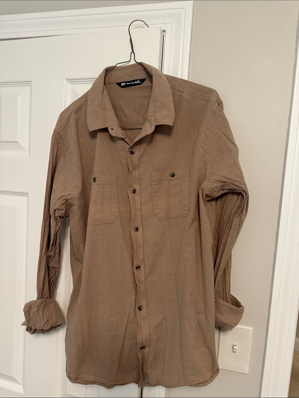 Travis Mathew Long-Sleeve Button-Down Shirt in Brown